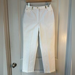 NEW St.John Sport by Marie Gray Winter White W/Gold St.John Insignia Trousers, 4